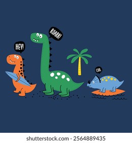 Dinosaur cartoon boys t shirt graphics