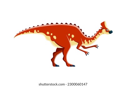 Dinosaur cartoon character, Amurosaurus or Jurassic cute dino animal, vector kid toy. Cartoon dinosaur or Amurosaurus genus species, kids paleontology education or extinct reptiles collection