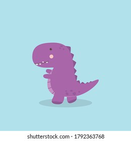 Dinosaur cartoon character. Cute little Dinosaur T-Rex monster vector illustration for kids, children's book, fairy tales, covers, baby shower invitation, card or party flag.