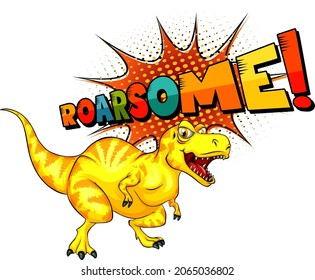 Dinosaur Cartoon Character Roar Font Banner Stock Vector (Royalty Free ...