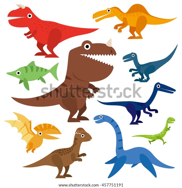 Dinosaur Cartoon Collection Set Stock Vector (Royalty Free) 457751191 ...