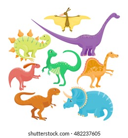 Dinosaur cartoon collection set vector illustration