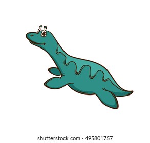 Dinosaur cartoon cute monster. Animal and prehistoric. Cartoon style. Isolated on white. Vector Illustration.