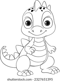 Dibujo de personajes de dibujos animados de dinosaurios coloreados con doodles