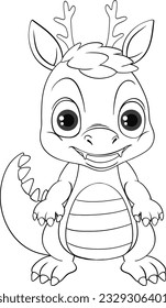 Dinosaur cartoon doodle coloring character illustration