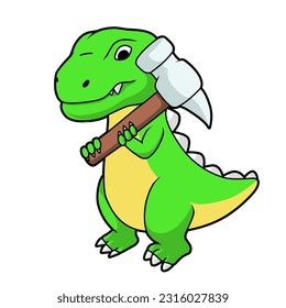 dinosaur cartoon holding hammer International Labor Day