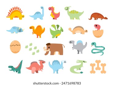 Dinosaur Cartoon Illustration Element Set