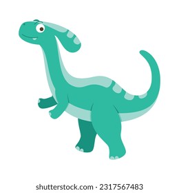 Dinosaur Cartoon Illustration Isolated In White Background. Adorable comic dinosaurs character. Cute baby dinosaur. Prehistoric cartoon animals of Jurassic era.