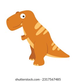 Dinosaur Cartoon Illustration Isolated In White Background. Adorable comic dinosaurs character. Cute baby dinosaur. Prehistoric cartoon animals of Jurassic era.