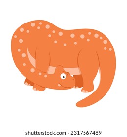 Dinosaur Cartoon Illustration Isolated In White Background. Adorable comic dinosaurs character. Cute baby dinosaur. Prehistoric cartoon animals of Jurassic era.