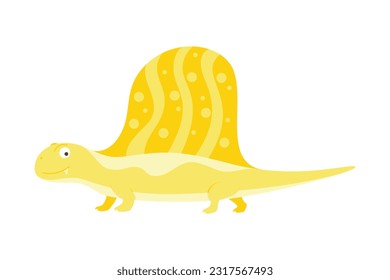 Dinosaur Cartoon Illustration Isolated In White Background. Adorable comic dinosaurs character. Cute baby dinosaur. Prehistoric cartoon animals of Jurassic era.