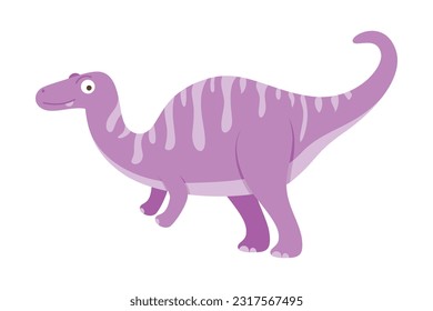 Dinosaur Cartoon Illustration Isolated In White Background. Adorable comic dinosaurs character. Cute baby dinosaur. Prehistoric cartoon animals of Jurassic era.