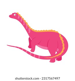 Dinosaur Cartoon Illustration Isolated In White Background. Adorable comic dinosaurs character. Cute baby dinosaur. Prehistoric cartoon animals of Jurassic era.