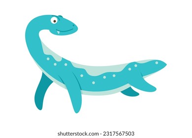 Dinosaur Cartoon Illustration Isolated In White Background. Adorable comic dinosaurs character. Cute baby dinosaur. Prehistoric cartoon animals of Jurassic era.