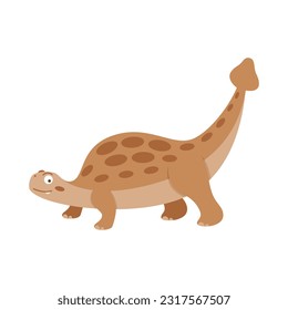 Dinosaur Cartoon Illustration Isolated In White Background. Adorable comic dinosaurs character. Cute baby dinosaur. Prehistoric cartoon animals of Jurassic era.