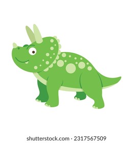Dinosaur Cartoon Illustration Isolated In White Background. Adorable comic dinosaurs character. Cute baby dinosaur. Prehistoric cartoon animals of Jurassic era.