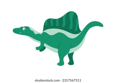 Dinosaur Cartoon Illustration Isolated In White Background. Adorable comic dinosaurs character. Cute baby dinosaur. Prehistoric cartoon animals of Jurassic era.