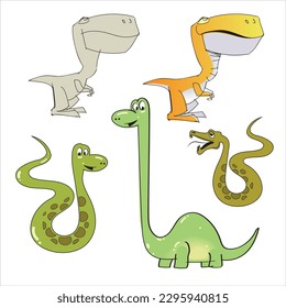 dinosaur, cartoon, prehistoric beasts, snake