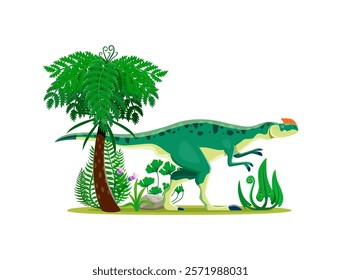 Dinosaur, cartoon prehistoric lizard of Kileskus species, vector dino animal. Kileskus dinosaur of Jurassic era in jungle forest park for kids paleontology book or Jurassic atlas and museum collection