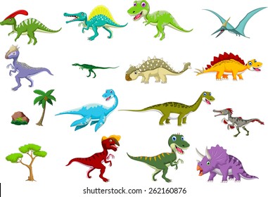 conjunto de desenhos animados dinossauro