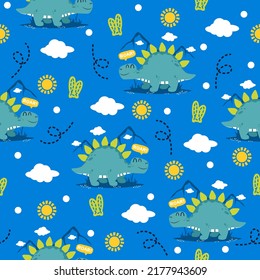 Dinosaur cartoon trendy pattern design concepts