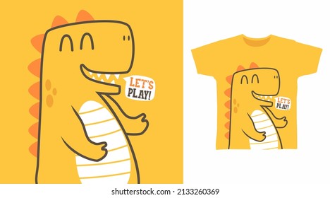 Dinosaur cartoon tshirt design concept