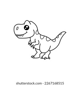 Dinosaur Cartoon  vector illustration template for Coloring book. Drawing lesson for children	