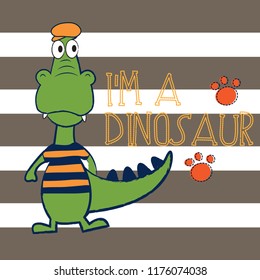 dinosaur cartoon vector illustration, T-shirt graphics design