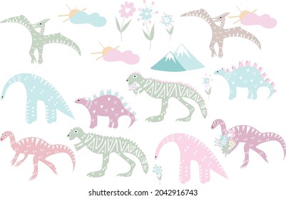 Dinosaur cartoon vector illustrations	, dinosaurs clipart