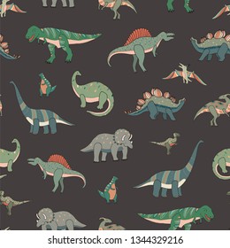 Dinosaur cartoon vector seamless pattern