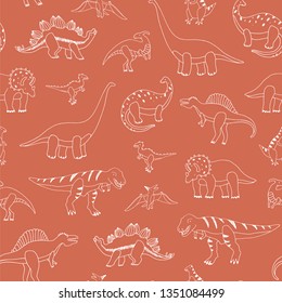 Dinosaur cartoon vector seamless pattern