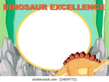 Dinosaur certificate template in cartoon style illustration