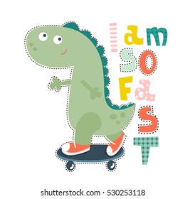 Dinosaur character design for baby fashion. T-shirt kids vector print.Vector Dino