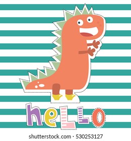 Dinosaur character design for baby fashion. T-shirt kids vector print.Vector Dino