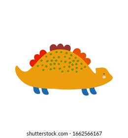 Dinosaur character design. Cute cartoon animal vector illustration. Abstract icon for baby posters, art prints, fashion apparel or stickers.