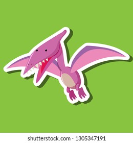 Un personaje de dinosaurio sobre la ilustración de fondo verde