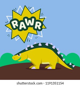 Dinosaur character and pose vector illustration