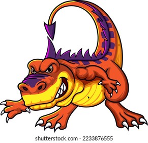 Dinosaur character with scary pose of illustration