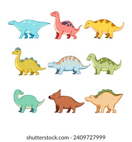 dinosaur character set cartoon. animal tyrannosaurus, funny kid, rex kids dinosaur character sign. isolated symbol vector illustration