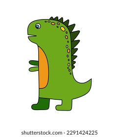 Dinosaur character Vector color doodle illustration isolated on white