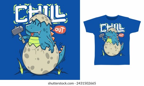 Dinosaur Chill Out t shirt art fashion designs.