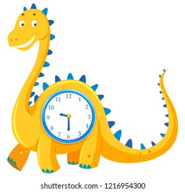 A dinosaur clock on white background illustration