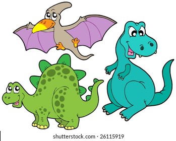 Dinosaur collection on white background - vector illustration.