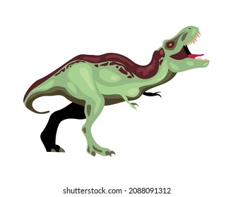 Dinosaur color cartoon composition with isolated image of ceratosaurus vector illustration