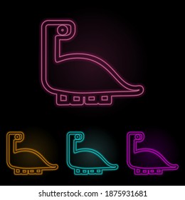 dinosaur color neon set. Simple thin line, outline vector of web icons for ui and ux, website or mobile application