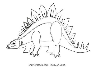 Dinosaur color page for kids. Children colouring book. Dinosaur stegosaurus isolated. Dino. Picture foe children. Flat vector illustration.