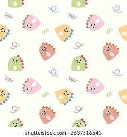 Dinosaur colorful cartoon so cute. Pattern seamless vector illustration. 