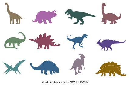 Dinosaur colorful icon set on white background