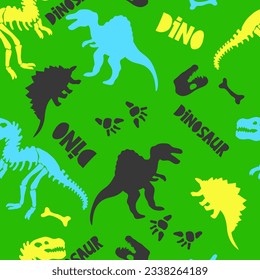 Dinosaur colorful seamless pattern. Angry dinosaurs. Desing for textile, clothes.
