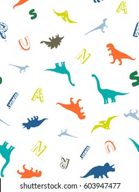 Dinosaur colorful seamless vector pattern.
Ready for textile printing